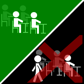 stay put in the classroom / classroom: stay put / no walking about the classroom / classroom: no walking about